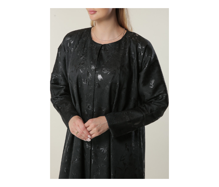 Moistreet Medium Black Jaquard Abaya - Zoom Image 4