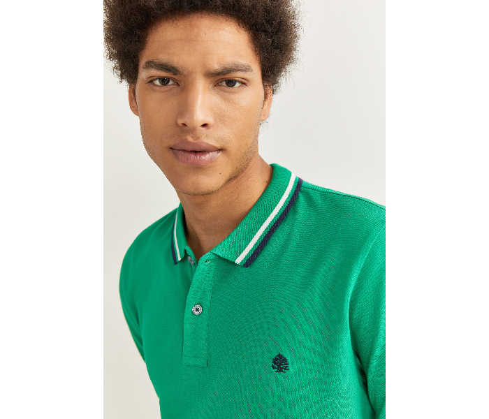 Springfield SS20 Basic Slim Fit Polo T-Shirt With Tipping X-Large For Men - Green - Zoom Image 1