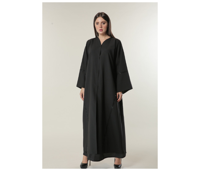 Moistreet Large Black Formal Abaya with Handwork - Zoom Image 1