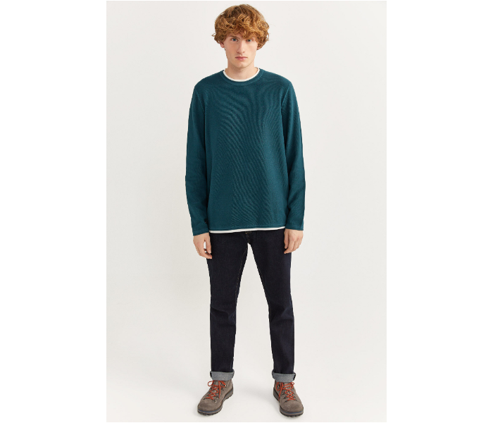 Springfield SS20 Long Sleeve Knitwear Fantasy Cotton Medium For Men - Dark Green - Zoom Image 1