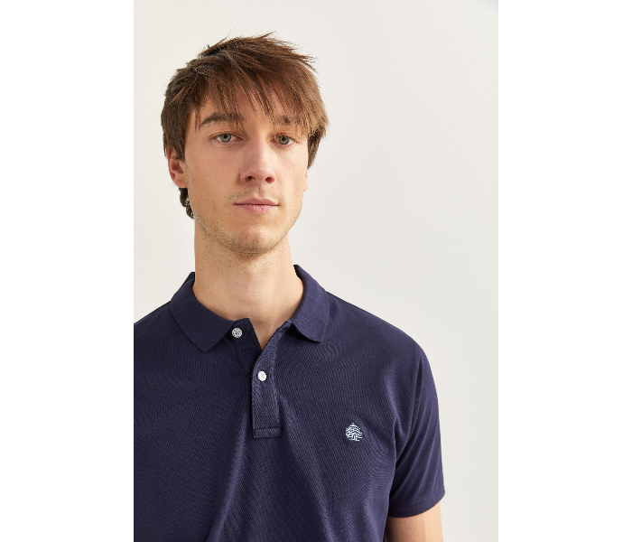 Springfield SS20 Basic Solid Slim Fit Polo T-Shirt Large For Men - Navy Blue - Zoom Image 1