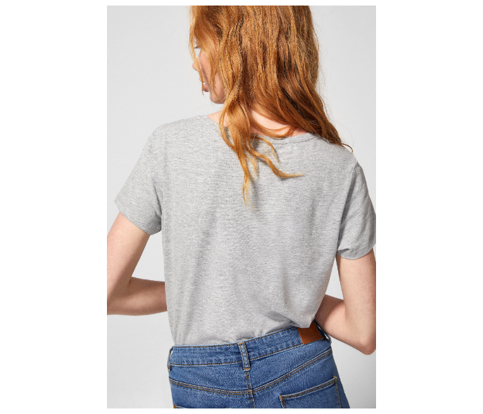 Springfield AW18 Plain Short Sleeve T-Shirt X-Small For Women - Light Grey - Zoom Image 1