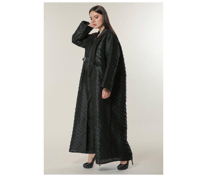 Moistreet Extra Small Black Jaquard Coat Style Abaya - Zoom Image 2