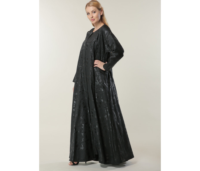 Moistreet Medium Black Jaquard Abaya - Zoom Image 2