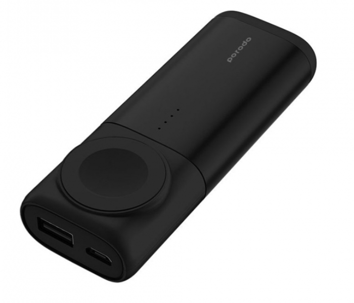 Porodo 5200mAh 2 in 1 Powerbank with Magnetic Apple Watch Charger - Black - Zoom Image 2