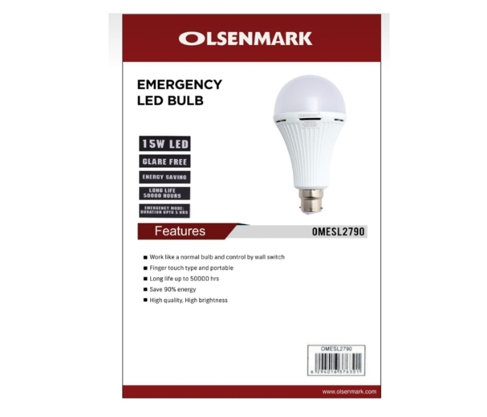 Olsenmark OMESL2790 15W Emergency LED Bulb - White - Zoom Image 2