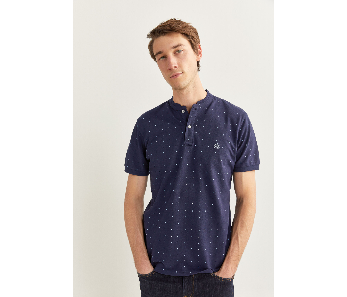 Springfield SS20 Basic Dotted Slim Fit Polo T-Shirt Small For Men – Dark Blue - Zoom Image 4