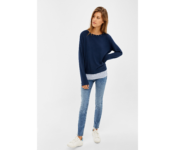 Springfield Long Sleeve Fancy T-Shirts Medium For Women - Blue - Zoom Image 3