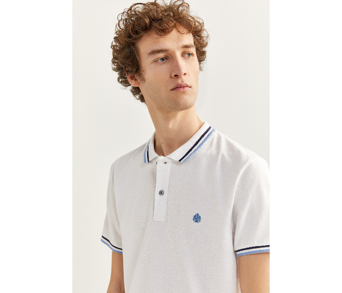 Springfield SS20 Basic Slim Fit Polo T-Shirt With Tipping X-Small For Men - White - Zoom Image 2