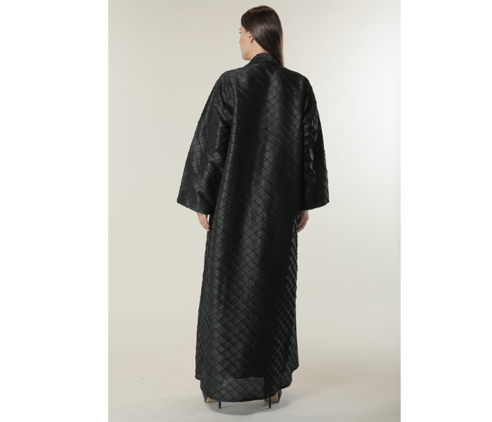 Moistreet Small Black Jaquard Coat Style Abaya - Zoom Image 3