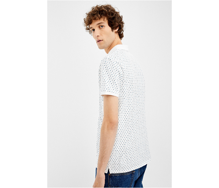 Springfield AW19 Basic Slim Fit Polo Dotted T-Shirt XXX-Large For Men - White - Zoom Image 4