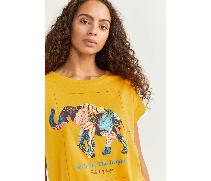 Springfield SS20 Short Sleeve T-Shirt With Design Small For Women - Dark Yellow - Zoom Image 2