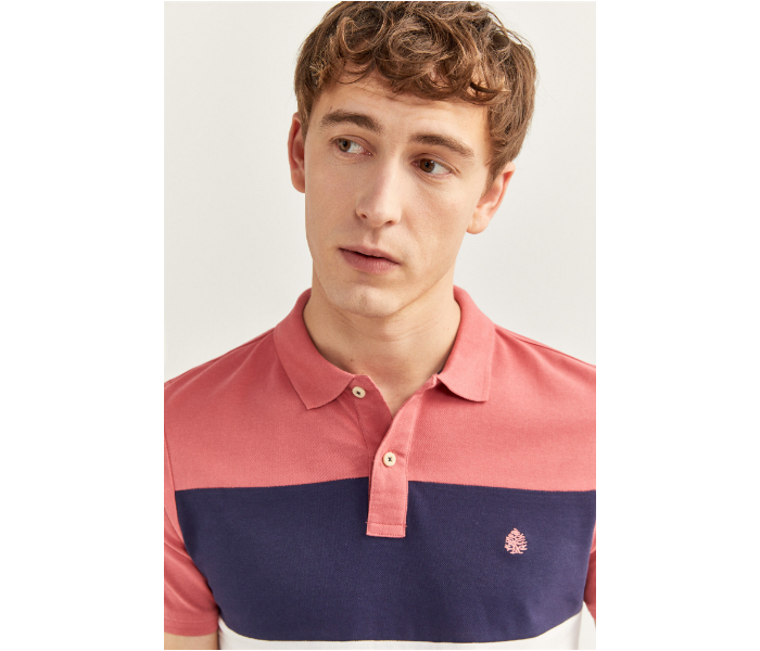 Springfield SS20 Basic Slim Fit Polo Block T-Shirt Small For Men – Light Pink - Zoom Image 1