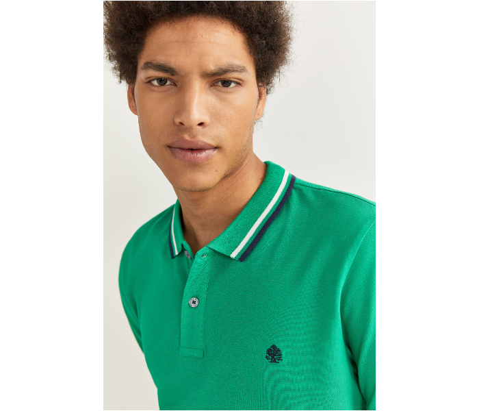 Springfield SS20 Basic Slim Fit Polo T-Shirt With Tipping Medium For Men - Green - Zoom Image 1