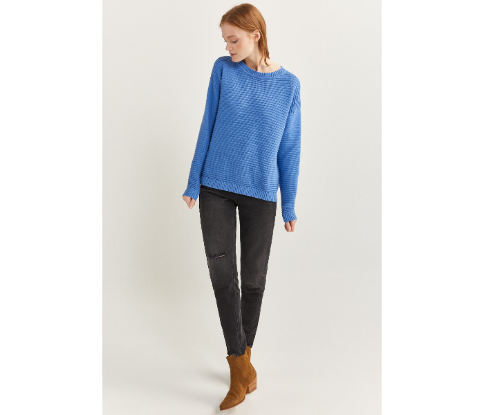 Springfield SS20 Long Sleeve Knitwear Medium For Women - Blue - Zoom Image 3