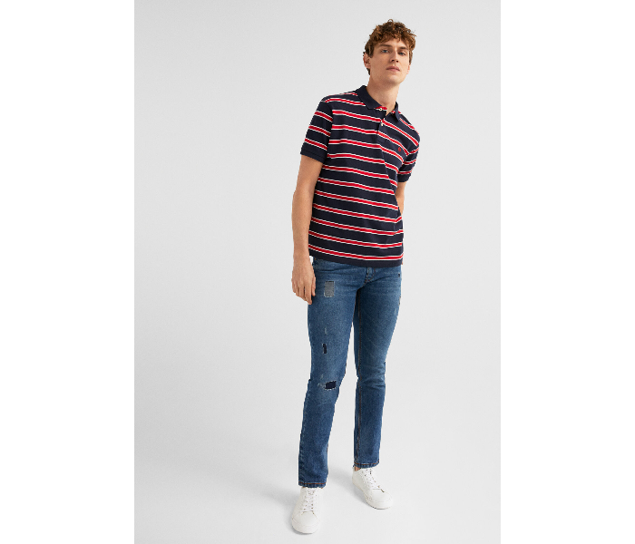 Springfield SS19 Basic Slim Fit Polo T-Shirt Medium For Men - Navy and Red - Zoom Image 3