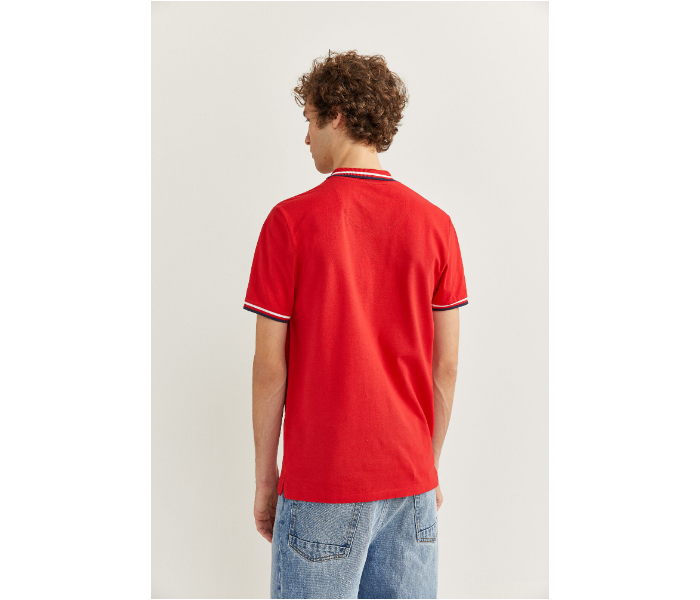 Springfield SS20 Basic Slim Fit Polo T-Shirt With Tipping X-Small For Men - Red - Zoom Image 4