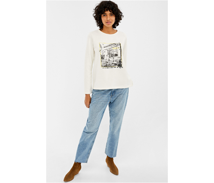 Springfield AW19 Sweat Shirt Medium For Women - White - Zoom Image 3