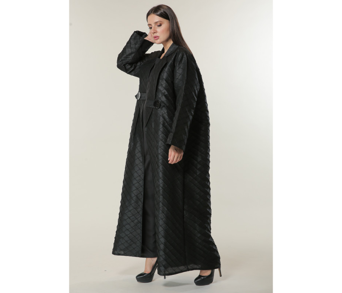 Moistreet Small Black Jaquard Coat Style Abaya - Zoom Image 1