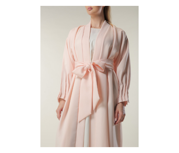 Moistreet Small Peach Abaya with Pleated Hem and Sleeves - Zoom Image 4