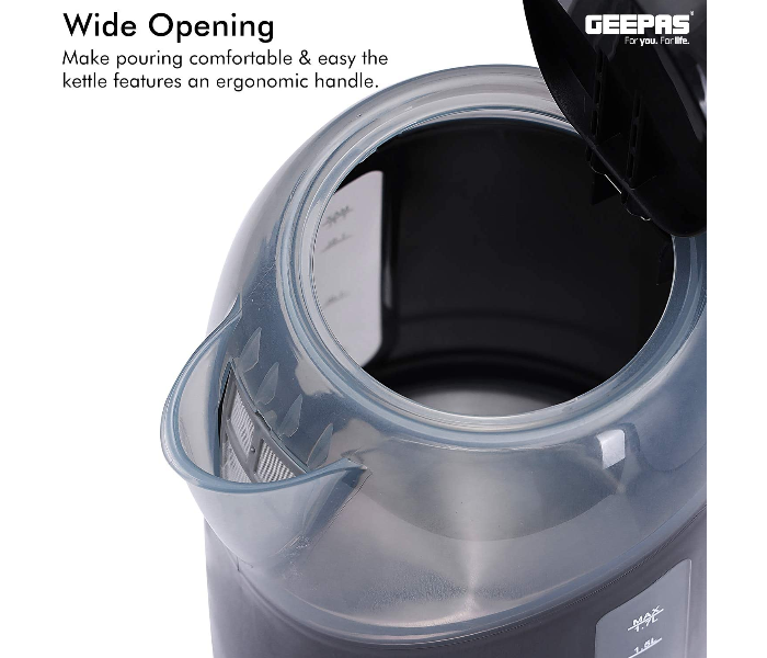 Geepas GK38027 1.7L Plastic Kettle - Black - Zoom Image 2