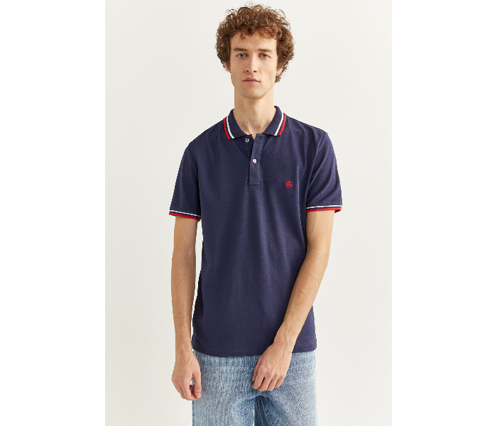 Springfield SS20 Basic Slim Fit Polo T-Shirt With Tipping XXX-Large For Men - Navy - Zoom Image 1