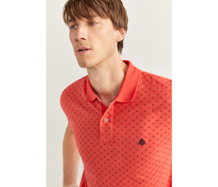 Springfield SS20 Basic Dotted Slim Fit Polo T-Shirt X-Large For Men - Orange - Zoom Image 2