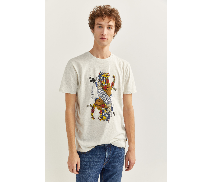 Springfield SS20 SPF Printed Short Sleeve T-shirt Small - Cream - Zoom Image 1