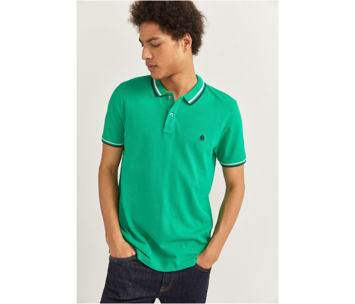 Springfield SS20 Basic Slim Fit Polo T-Shirt With Tipping XX-Large For Men - Green - Zoom Image 3