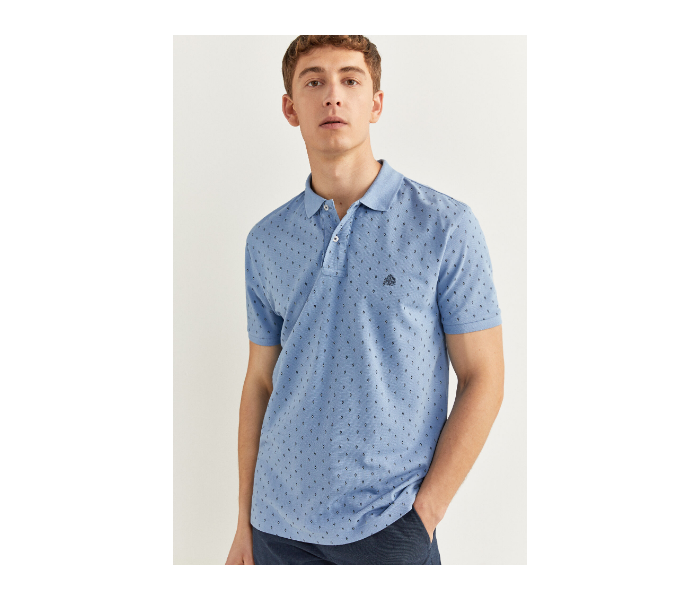 Springfield SS20 Basic Slim Fit Polo Dotted T-Shirt X-Large For Men – Light Blue - Zoom Image 1