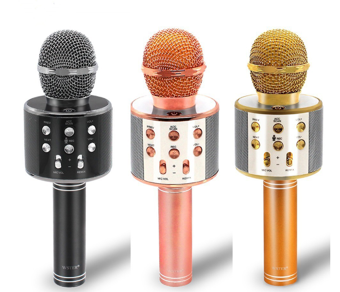 WSTER WS-858 Wireless Bluetooth Karaoke Microphone Speaker Handheld Mic - Rose Gold - Zoom Image 2