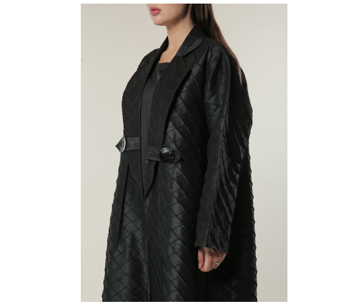 Moistreet Double XL Black Jaquard Coat Style Abaya - Zoom Image 4