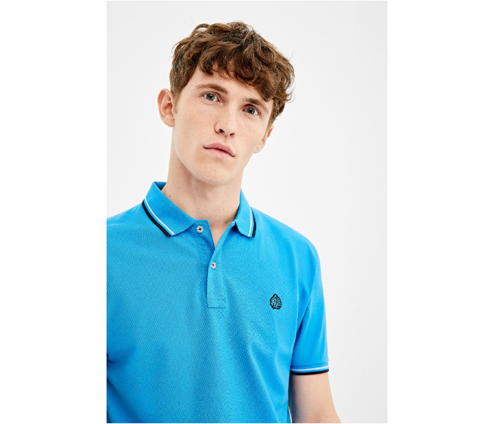 Springfield AW19 Basic Solid Slim Fit Polo T-Shirt X-Small For Men - Teal - Zoom Image 4