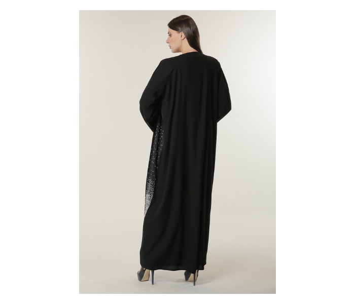 Moistreet Extra Small Black Abaya with Handwork on Twin Panels - Zoom Image 3