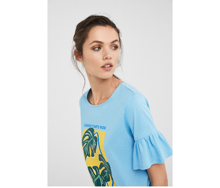 Springfield SS19 Short Sleeve Printed T-Shirt Small For Women - Blue - Zoom Image 3