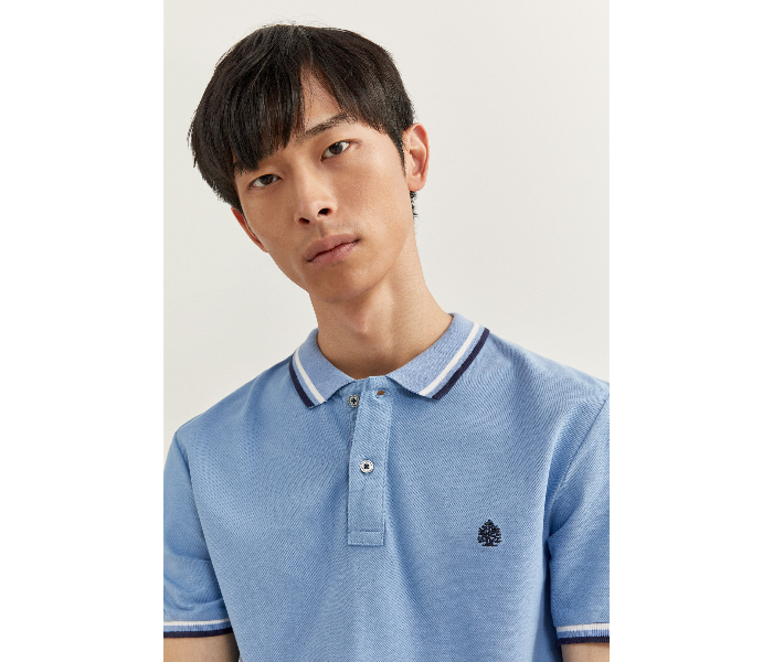 Springfield SS20 Basic Slim Fit Polo T-Shirt With Tipping X-Small For Men – Light Blue - Zoom Image 1