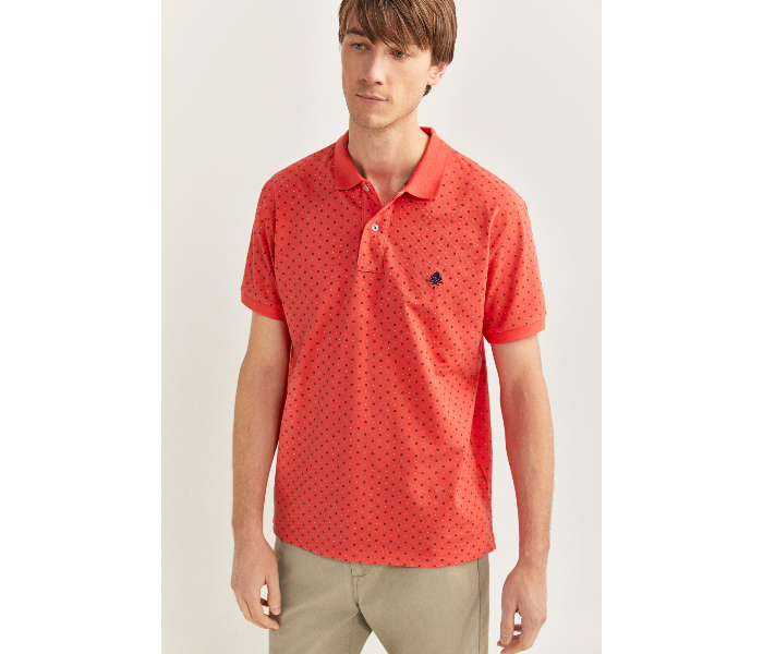 Springfield SS20 Basic Dotted Slim Fit Polo T-Shirt Large For Men - Orange - Zoom Image 1