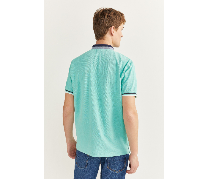 Springfield SS20 Basic Solid Slim Fit Polo T-Shirt X-Large For Men – Light Cyan - Zoom Image 3