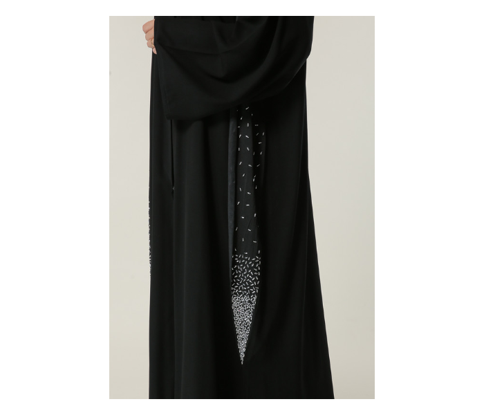 Moistreet Double XL Black Abaya with Handwork on Twin Panels - Zoom Image 3