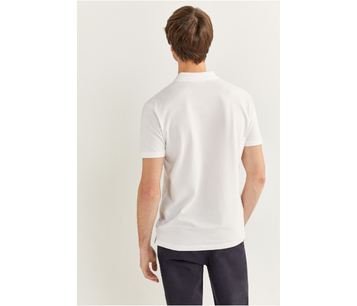 Springfield SS20 Basic Solid Slim Fit Polo T-Shirt Large For Men - White - Zoom Image 4