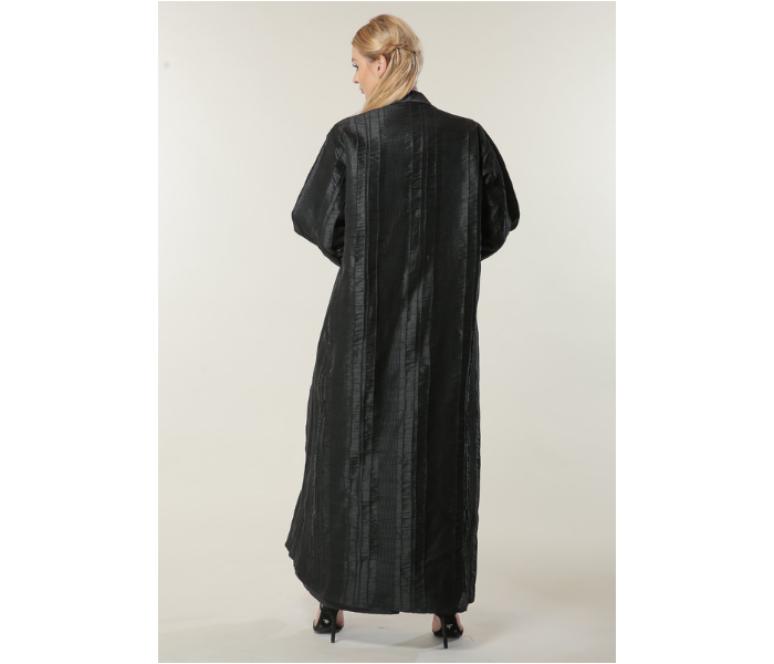 Moistreet Small Jaquard Coat Style Abaya - Black - Zoom Image 3