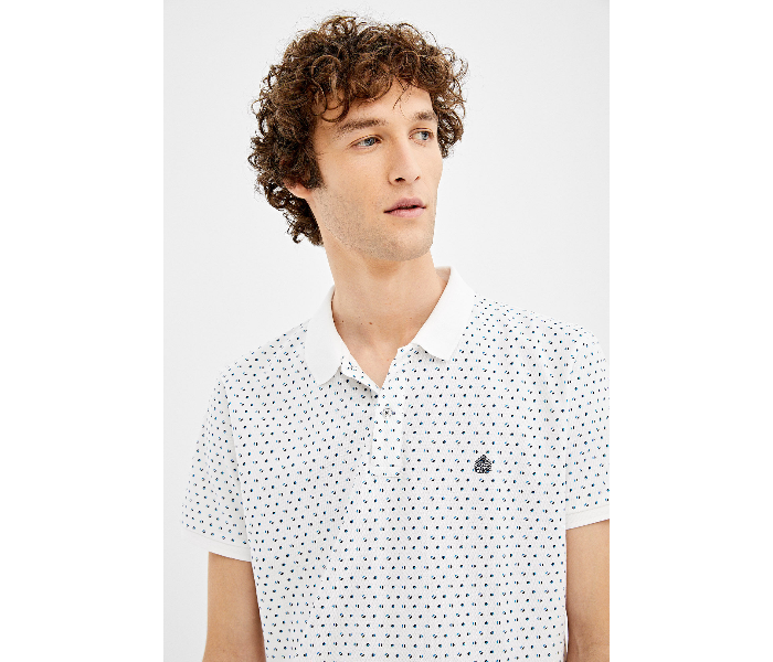 Springfield AW19 Basic Slim Fit Polo Dotted T-Shirt XXX-Large For Men - White - Zoom Image 3