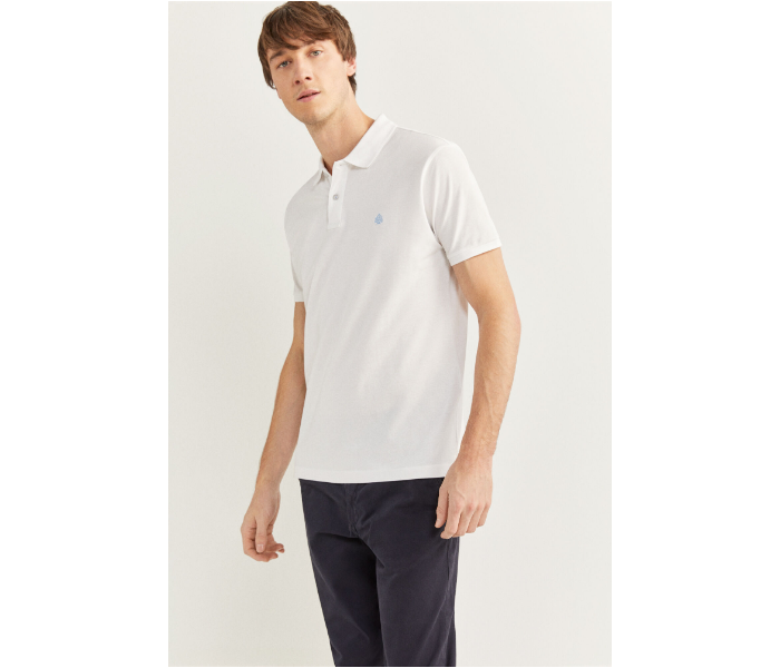 Springfield SS20 Basic Solid Slim Fit Polo T-Shirt X-Small For Men - White - Zoom Image 3