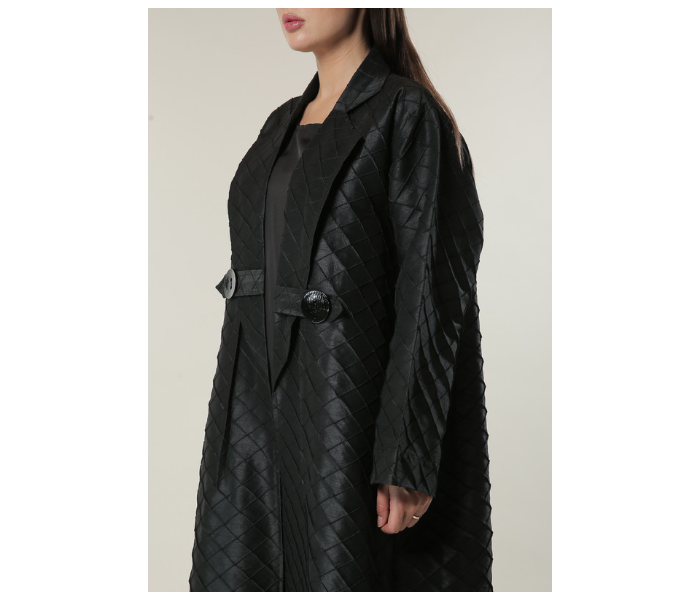 Moistreet Medium Black Jaquard Coat Style Abaya - Zoom Image 4