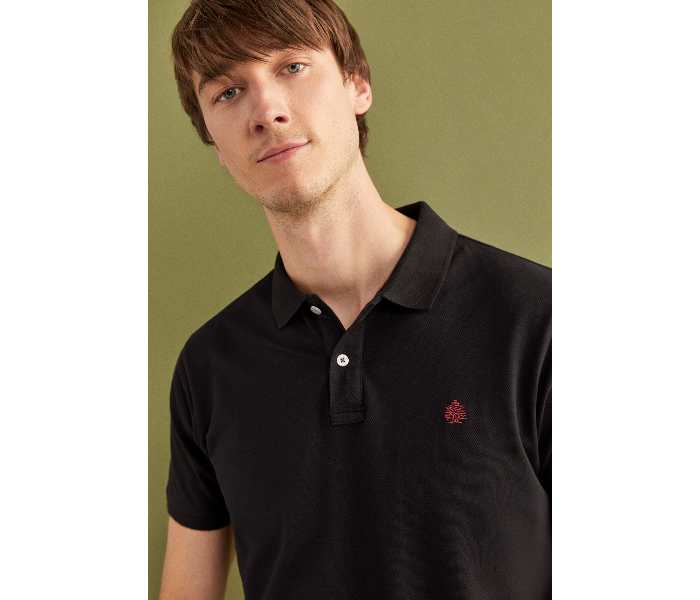 Springfield SS20 Basic Solid Slim Fit Polo T-Shirt Small For Men - Black - Zoom Image 2