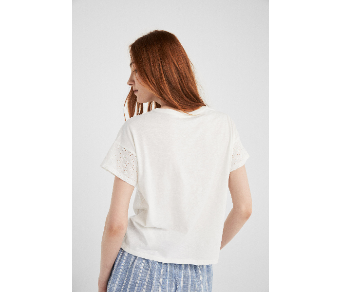 Springfield SS19 Short Sleeve Fancy T-Shirt Large For Women - Off White - Zoom Image 2