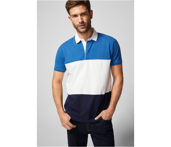 Springfield AW18 Polo Fancy T-Shirt Medium For Men - Blue And White - Zoom Image 3