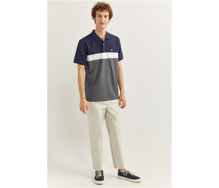 Springfield SS20 Basic Slim Fit Block Polo T-Shirt X-Large For Men - Navy and Grey - Zoom Image 4