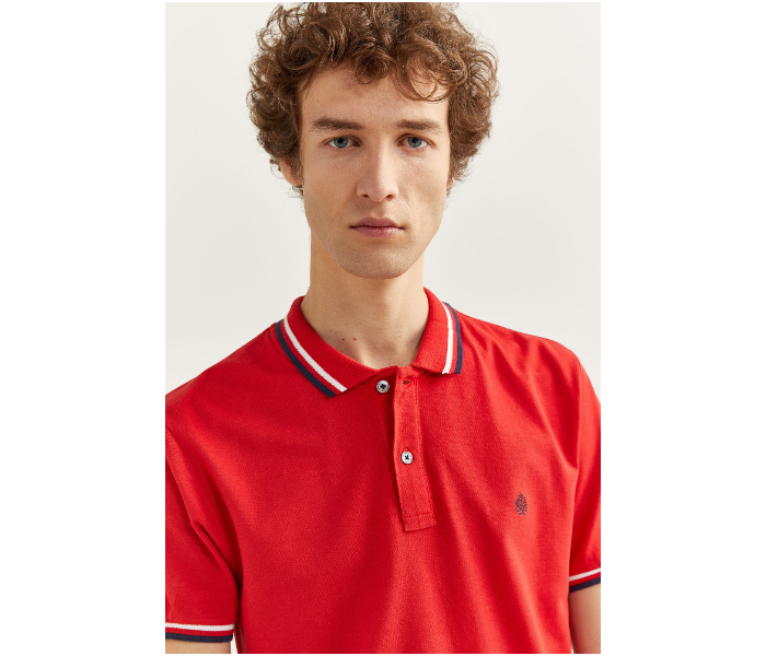 Springfield SS20 Basic Slim Fit Polo T-Shirt With Tipping XXX-Large For Men - Red - Zoom Image 1