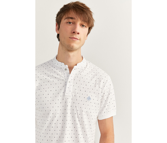 Springfield SS20 Basic Dotted Slim Fit Polo T-Shirt Large For Mens - White - Zoom Image 1